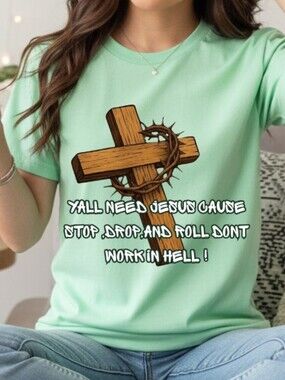 Gildan Mint Green Christian Cross Graphic Tee